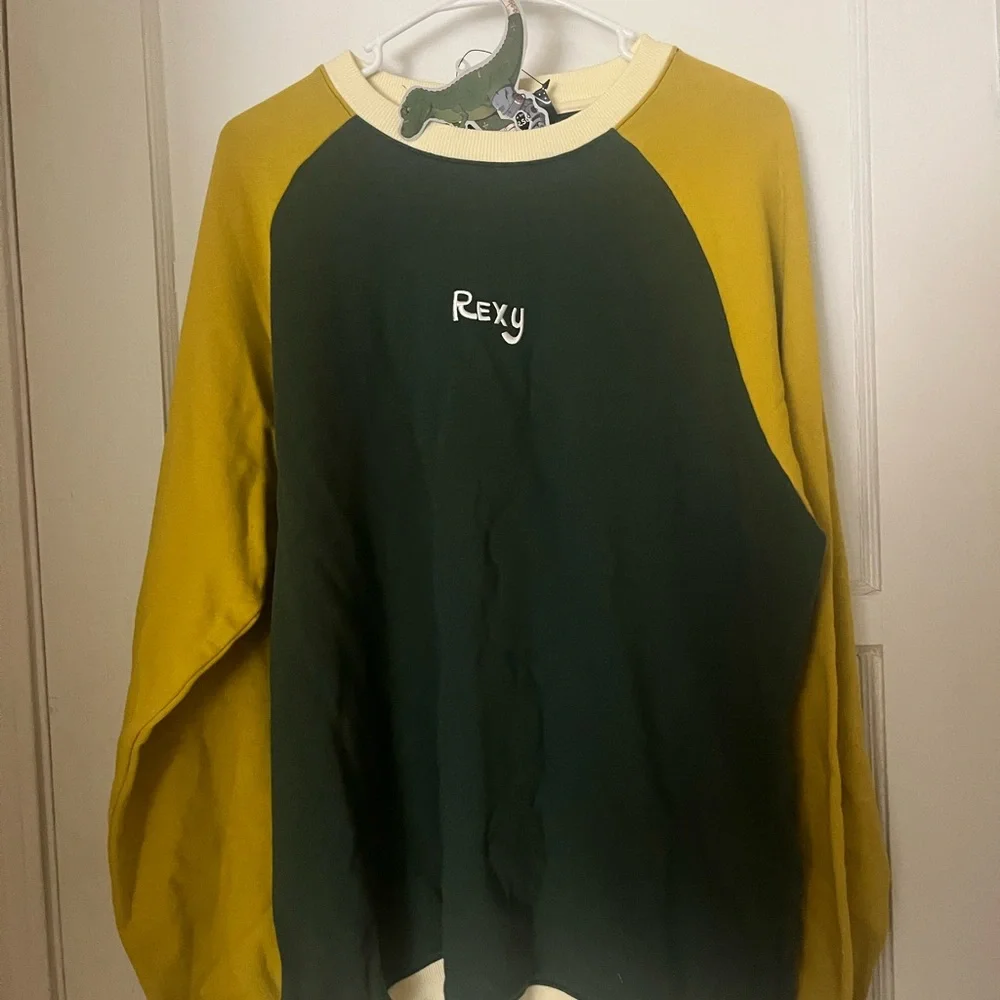 Dinosaur Graphic Sweatshirt in Green and Yellow - Picture 2 of 4